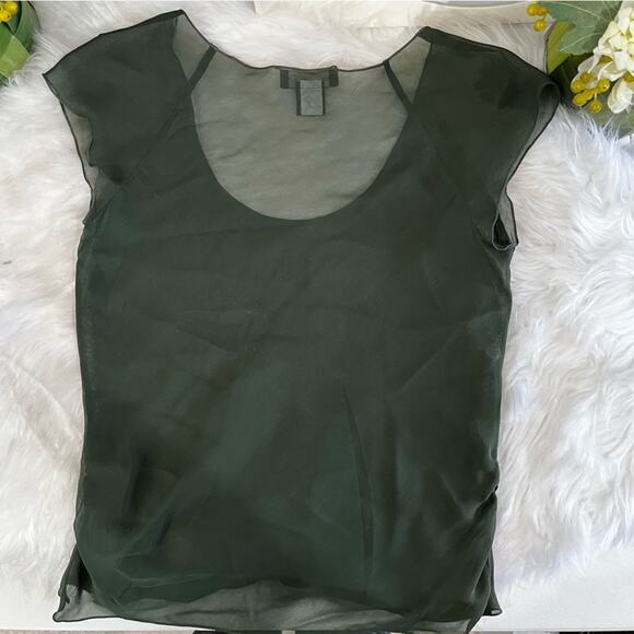 NEW Banana Republic Silk Tropical Flower Longline Midi Skirt Semi Sheer Top XS/S - Picture 12 of 16